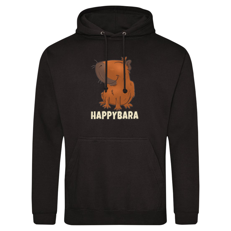 Happybara kapibara wesoła - Męska Bluza z kapturem Czarna