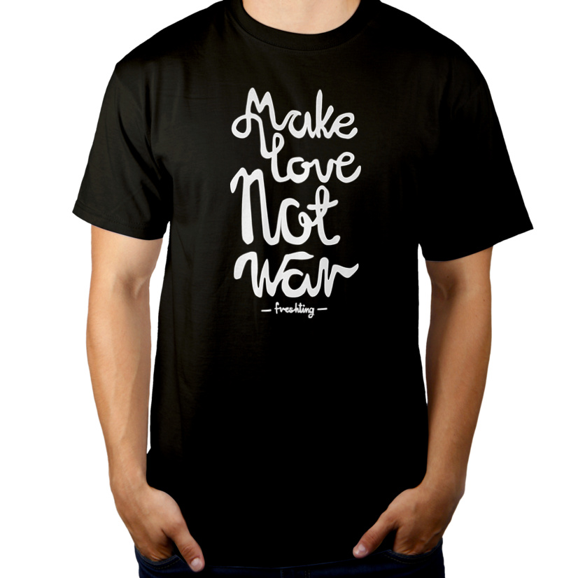 Make Love Not War - Męska Koszulka Czarna