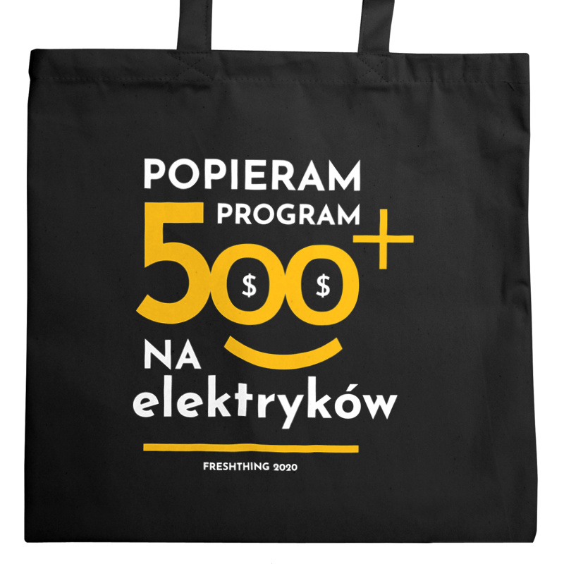 Program 500 Plus Na Elektryków - Torba Na Zakupy Czarna