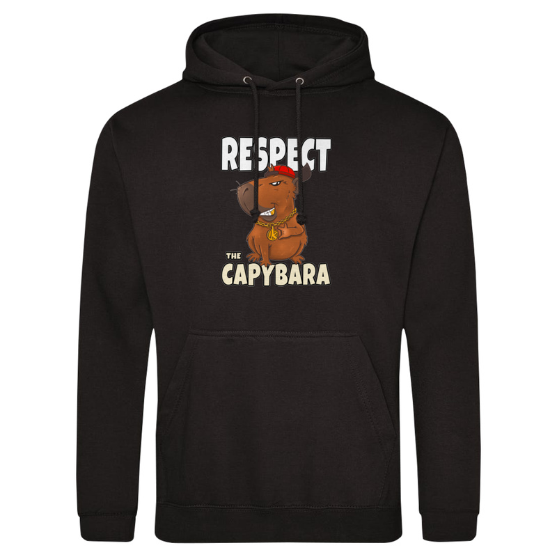 Respect the capybara kapibara - Męska Bluza z kapturem Czarna