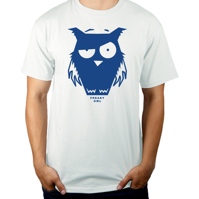 Sowa Freaky Owl - Męska Koszulka Biała