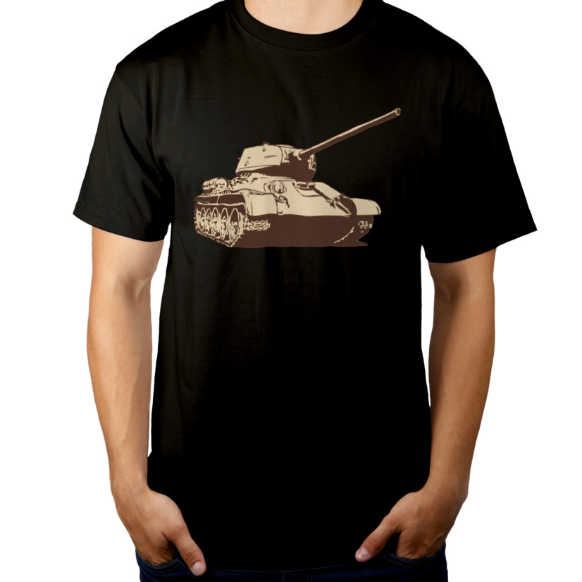T-shirt w czołg - Męska Koszulka Czarna