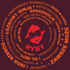 Znak Zodiaku - Ryby - Męska Koszulka Burgundowa