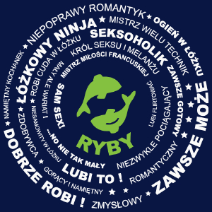 Znak Zodiaku - Ryby - Męska Koszulka Ciemnogranatowa