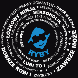 Znak Zodiaku - Ryby - Męska Koszulka Czarna