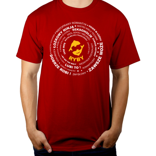 Znak Zodiaku - Ryby - Męska Koszulka Czerwona