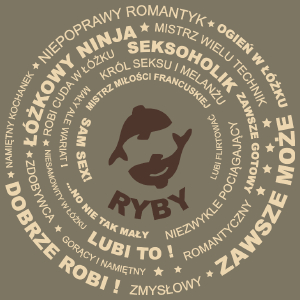 Znak Zodiaku - Ryby - Męska Koszulka Khaki