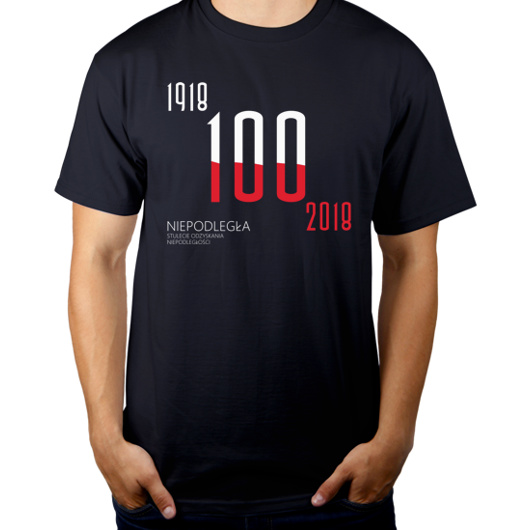 100 lat niepodległości 1918 - 2018  - Męska Koszulka Ciemnogranatowa