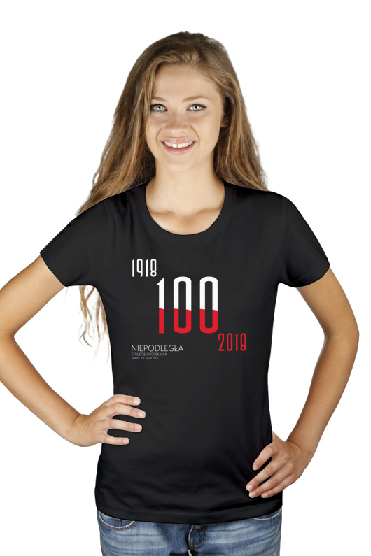 100 lat niepodległości 1918 - 2018  - Damska Koszulka Czarna