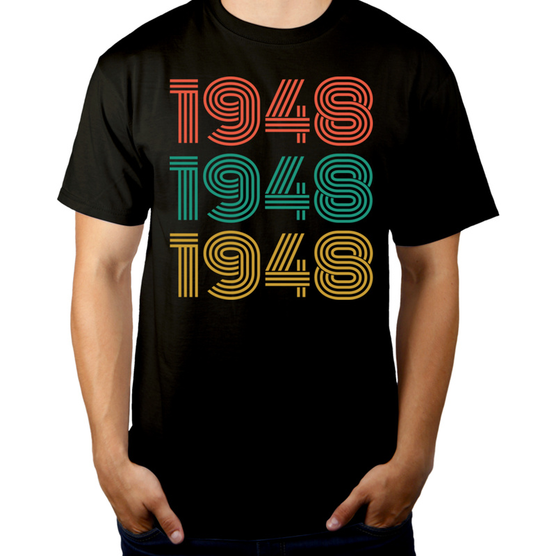 1948 Rok Urodzenia Urodziny 75 - Męska Koszulka Czarna