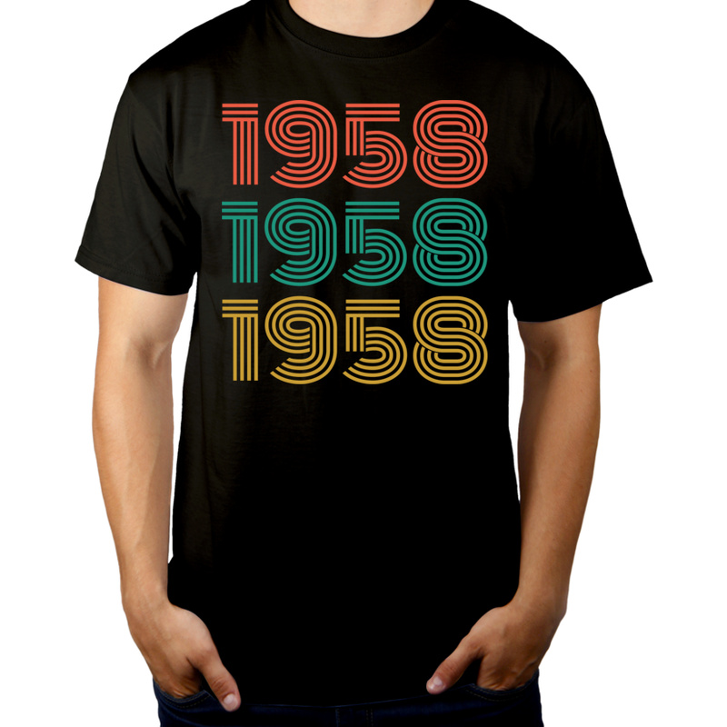 1958 Rok Urodzenia Urodziny 65 - Męska Koszulka Czarna