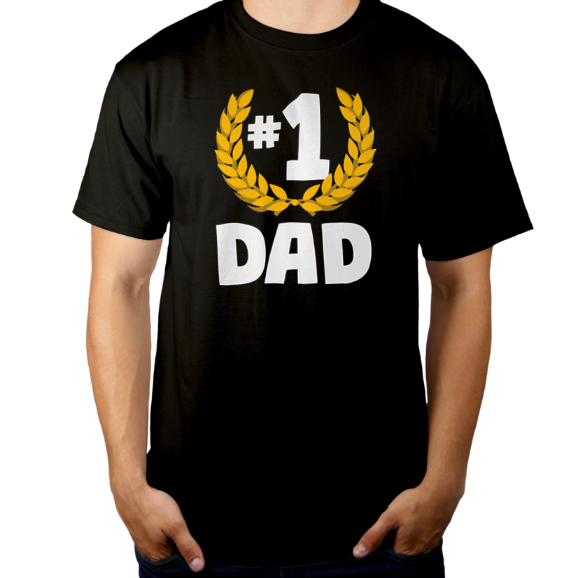 #1 Dad no. Number One - Męska Koszulka Czarna