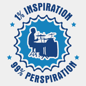 1% Inspiration - 99% Perspiration - Drummer - Męska Koszulka Biała