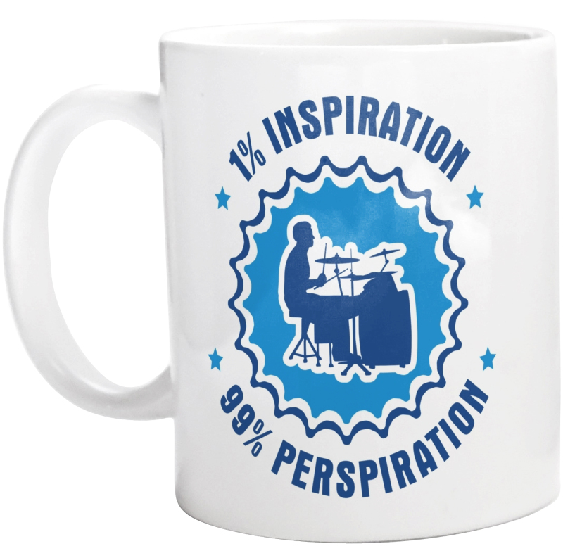 1% Inspiration - 99% Perspiration - Drummer - Kubek Biały
