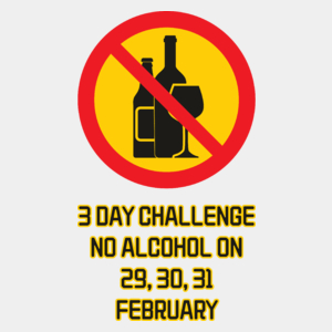 3 day challenge no alcohol on 29,30,31 february-01 - Męska Koszulka Biała