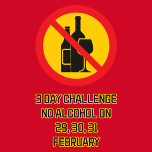 3 day challenge no alcohol on 29,30,31 february-01 - Męska Koszulka Czerwona