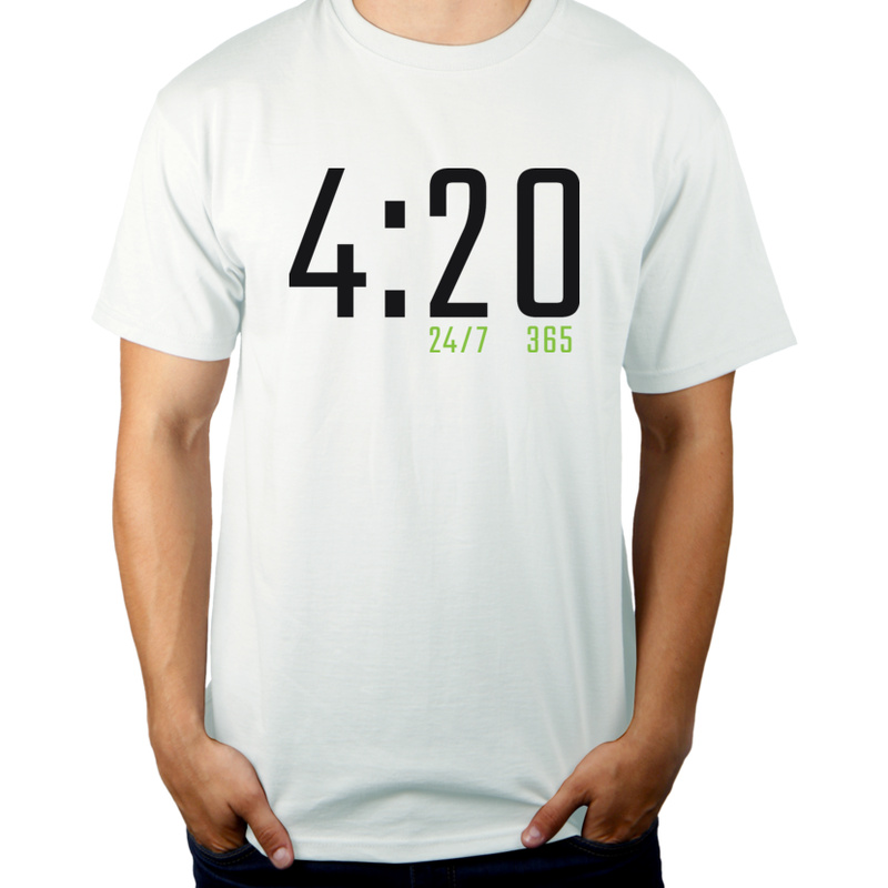 420 24/7 365 Marihuana  - Męska Koszulka Biała