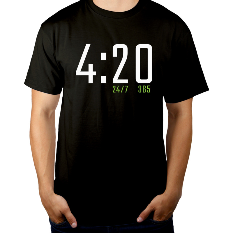 420 24/7 365 Marihuana  - Męska Koszulka Czarna