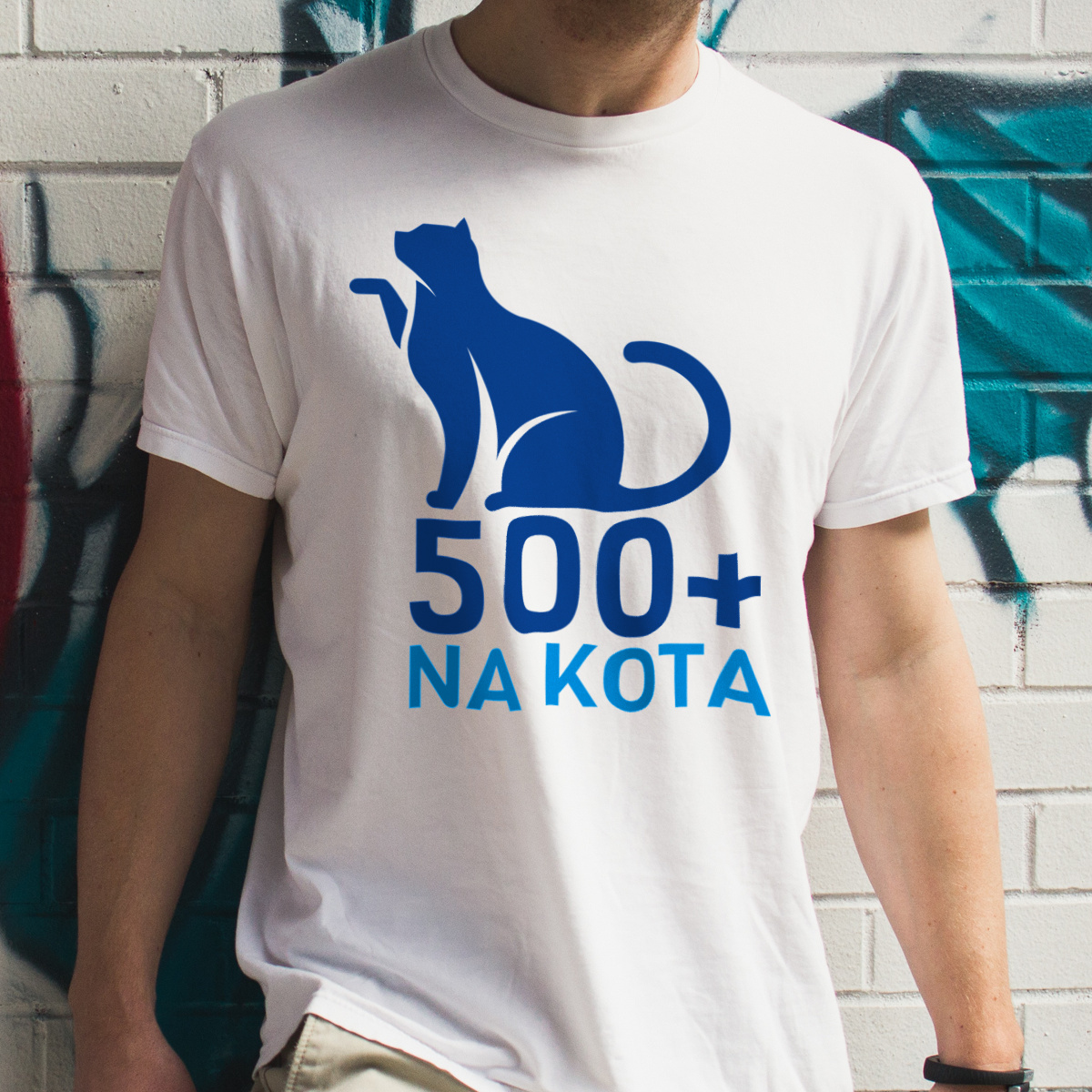 500+ na kota - Męska Koszulka Biała