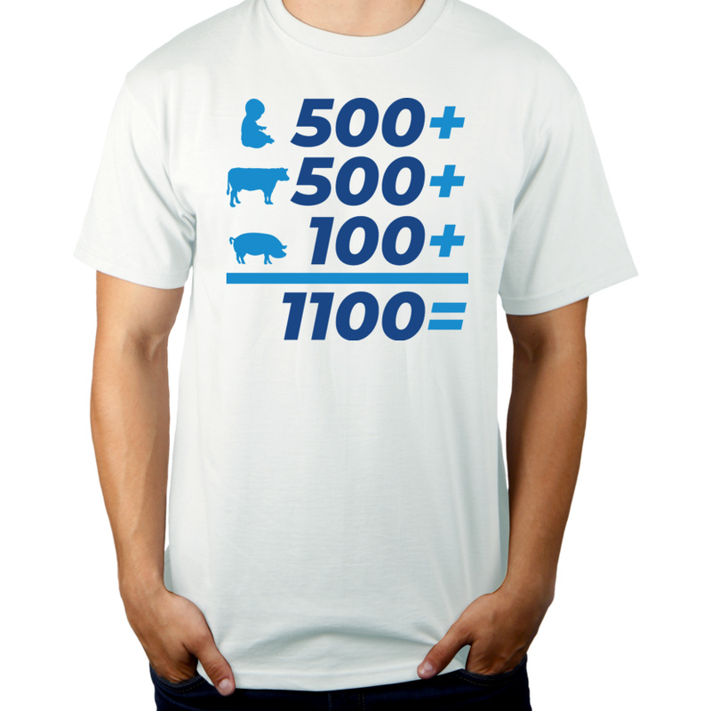 500+ na krowę tucznika i dziecko - Męska Koszulka Biała