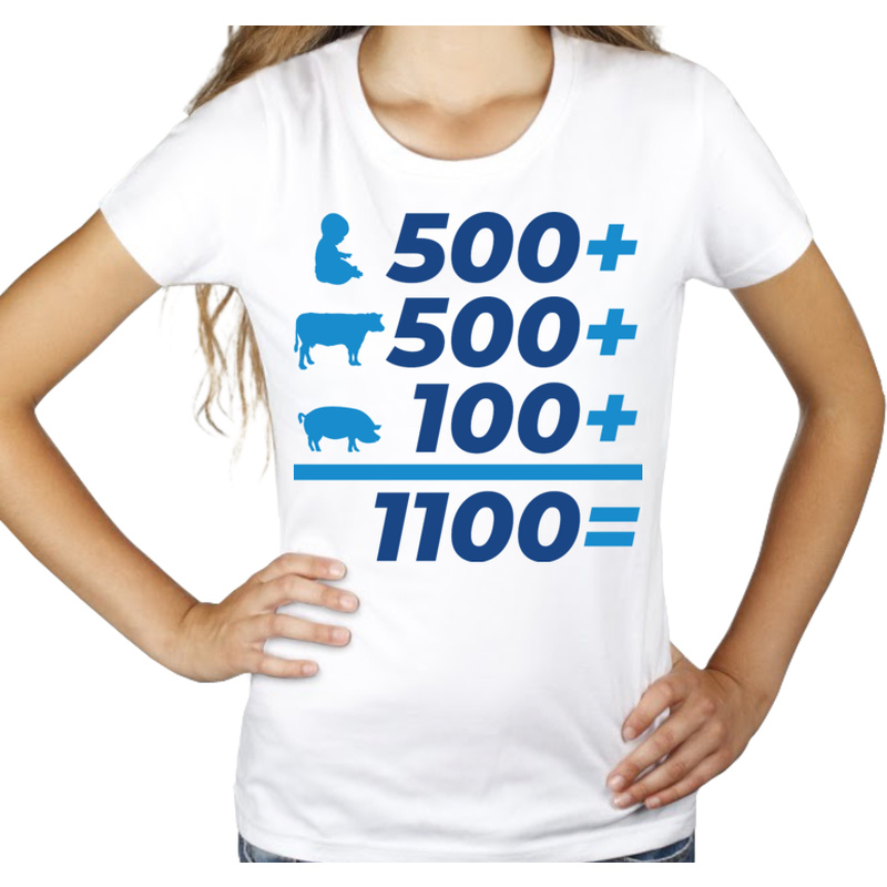 500+ na krowę tucznika i dziecko - Damska Koszulka Biała
