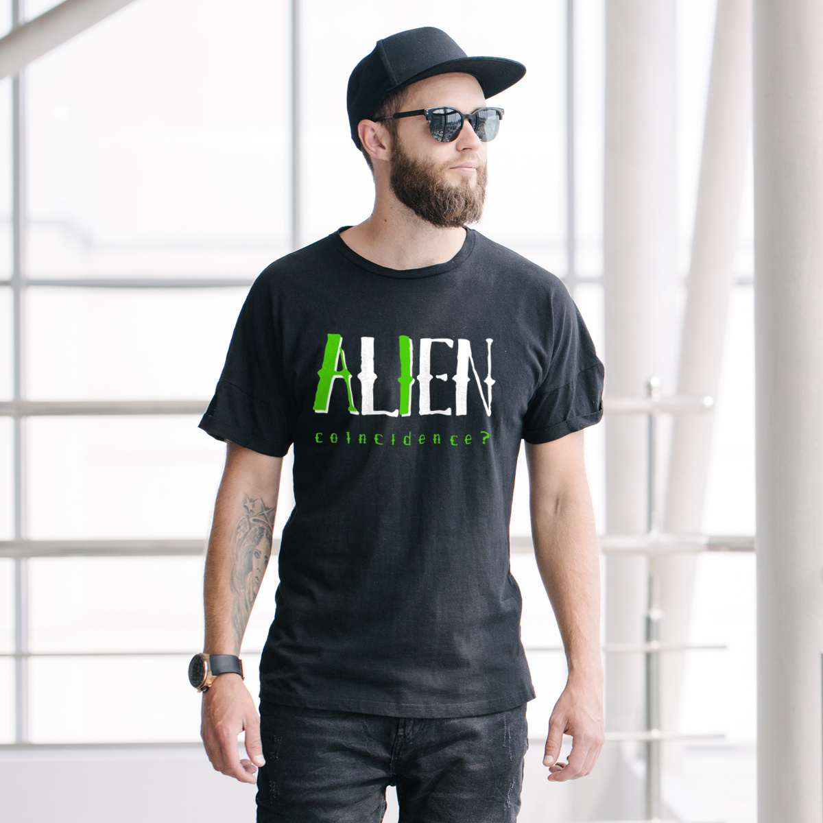 AI Alien Torie Spiskowe - Męska Koszulka Czarna