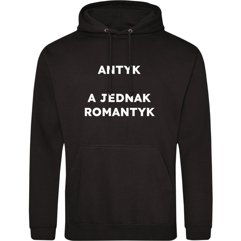 ANTYK A JEDNAK ROMANTYK  - Męska Bluza z kapturem Czarna