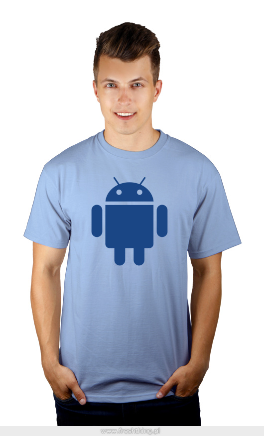 Android - Męska Koszulka Błękitna