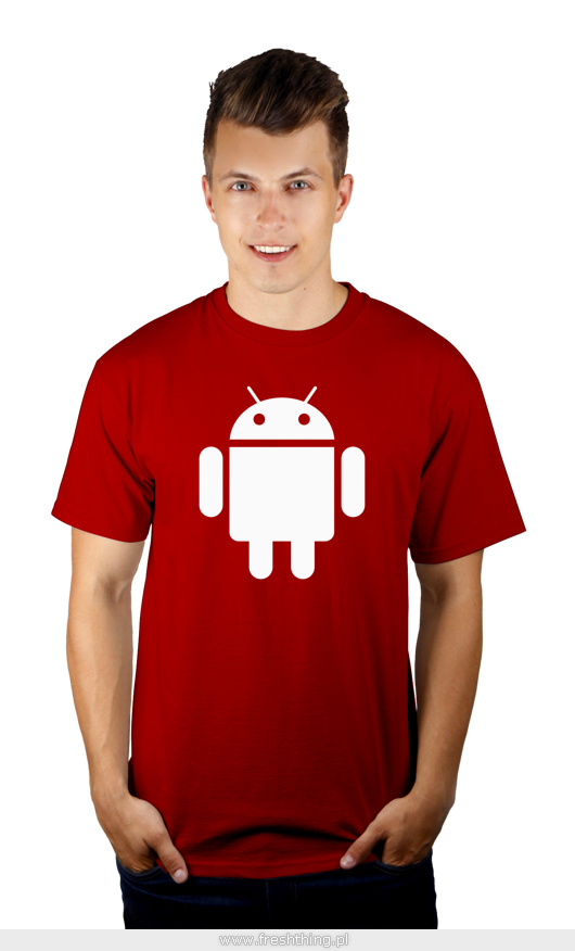 Android - Męska Koszulka Czerwona