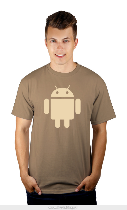 Android - Męska Koszulka Jasno Szara