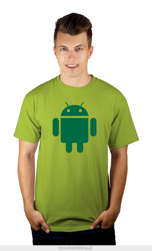 Android - Męska Koszulka Jasno Zielona
