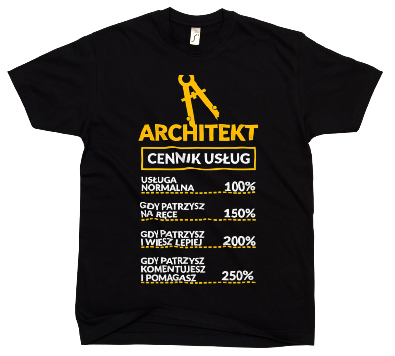 Architekt - Cennik Usług - Męska Koszulka Czarna