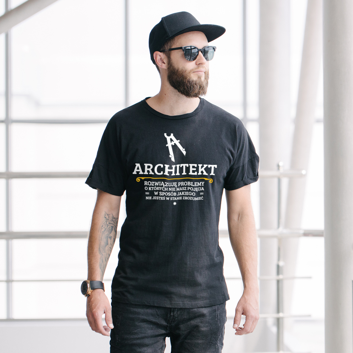 Architekt - Rozwiązuje Problemy O Których Nie Masz Pojęcia - Męska Koszulka Czarna