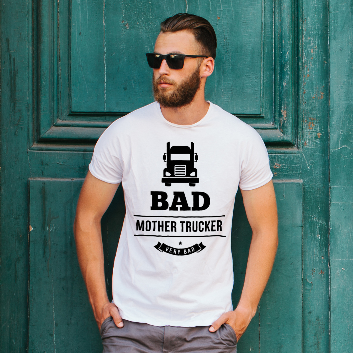  Bad Mother Trucker - Męska Koszulka Biała
