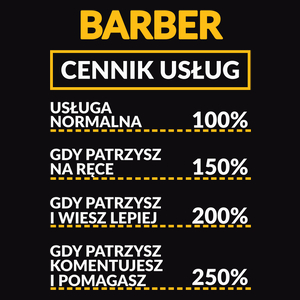 Barber - Cennik Usług - Męska Koszulka Czarna