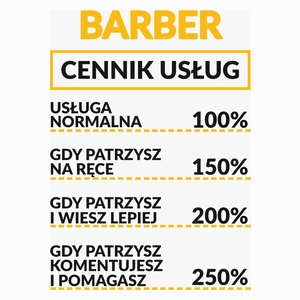 Barber - Cennik Usług - Poduszka Biała