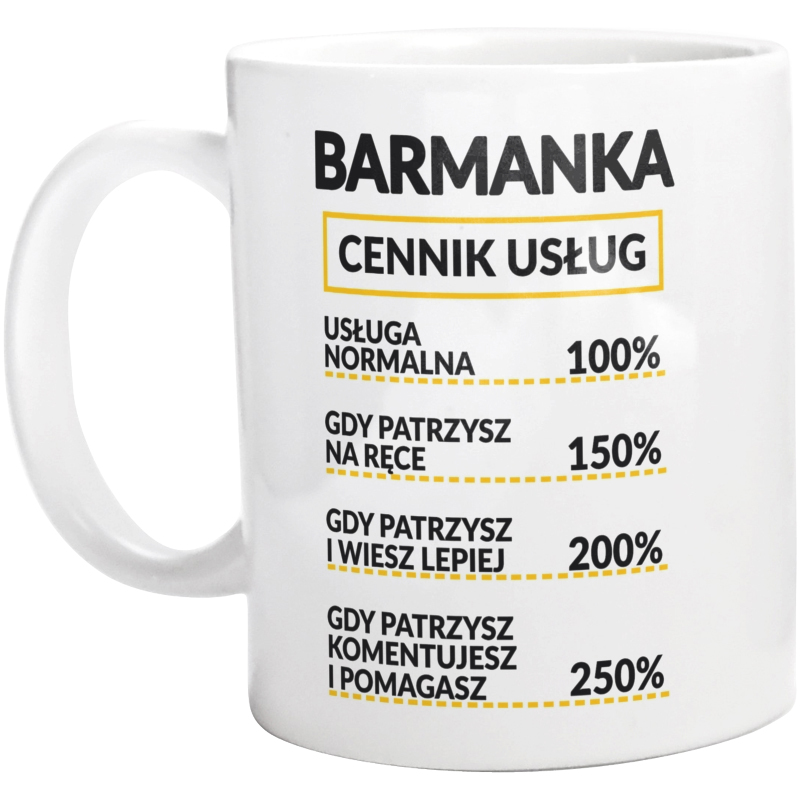 Barmanka - Cennik Usług - Kubek Biały