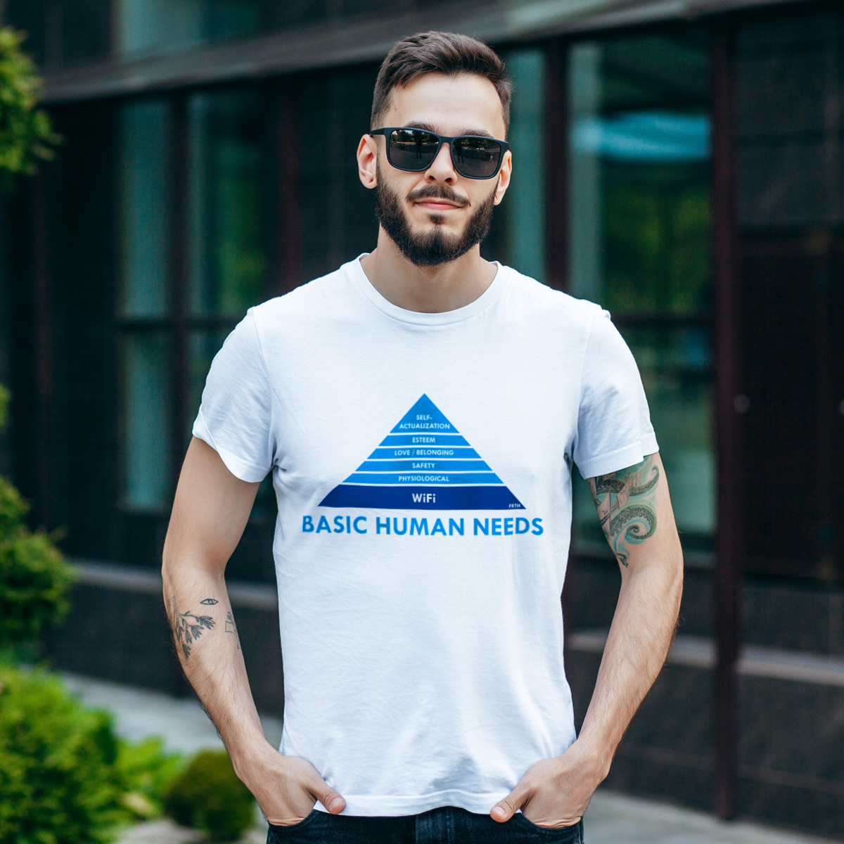 Basic Human Needs - WiFi - Męska Koszulka Biała