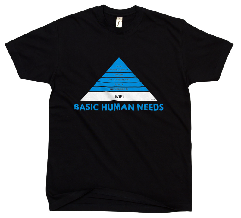 Basic Human Needs - WiFi - Męska Koszulka Czarna