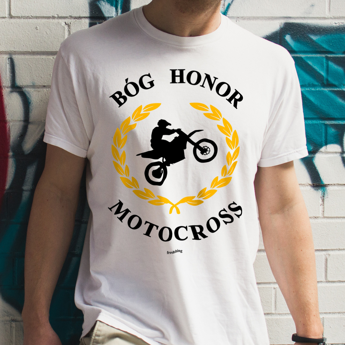 Bóg Honor Motocross - Męska Koszulka Biała