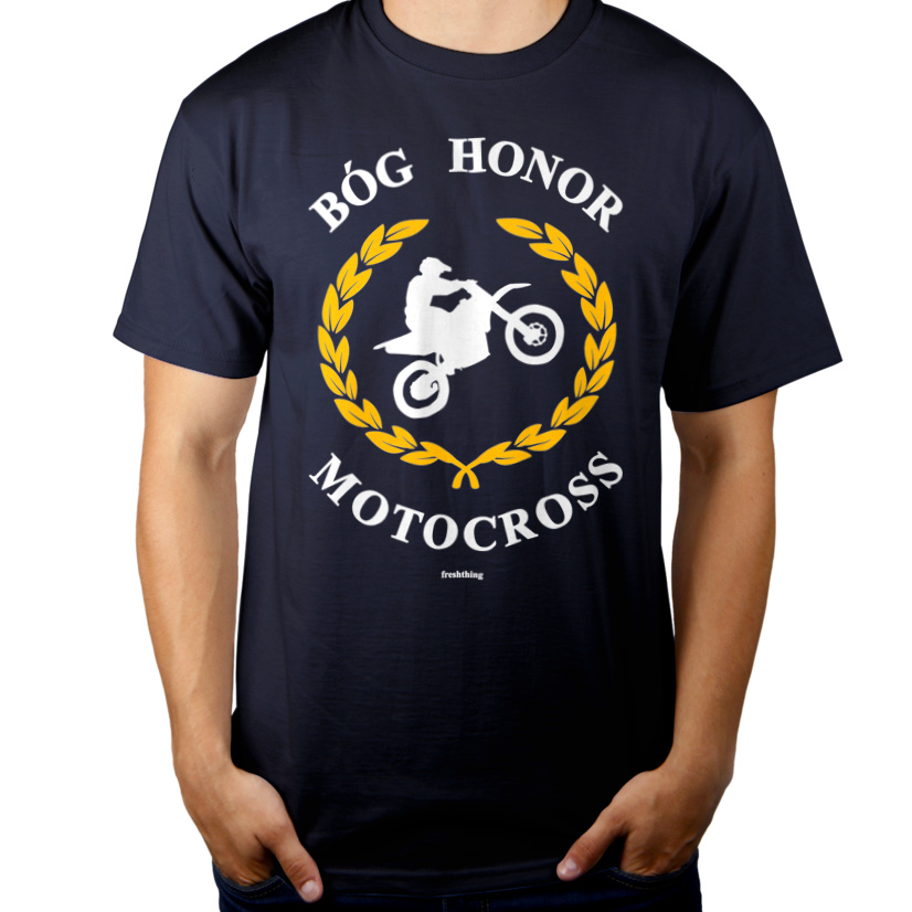 Bóg Honor Motocross - Męska Koszulka Ciemnogranatowa