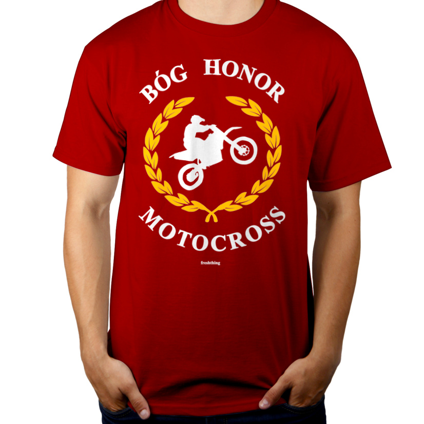 Bóg Honor Motocross - Męska Koszulka Czerwona