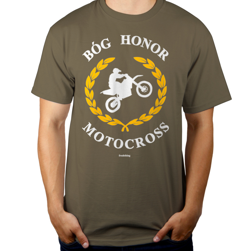 Bóg Honor Motocross - Męska Koszulka Khaki