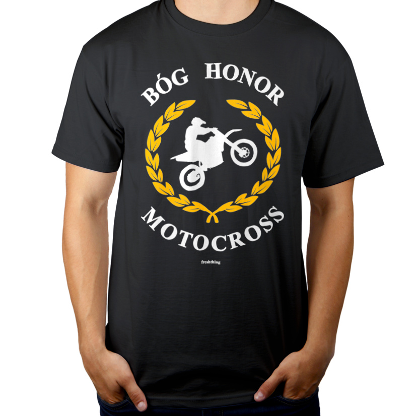 Bóg Honor Motocross - Męska Koszulka Szara