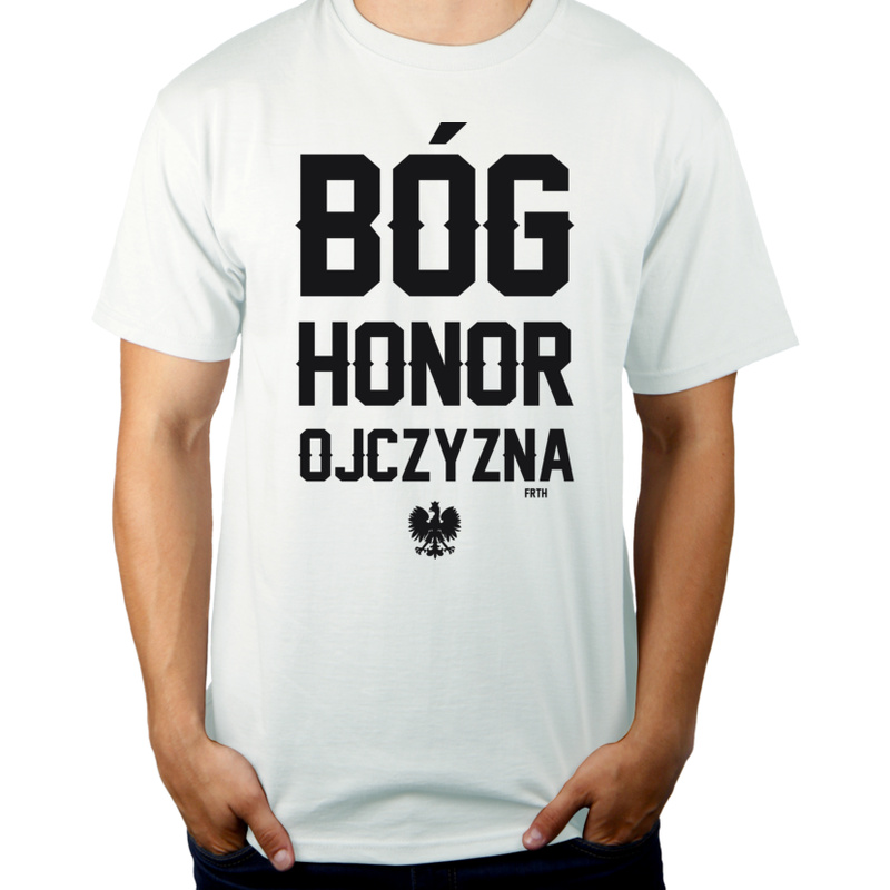 Bóg Honor Ojczyzna - Męska Koszulka Biała