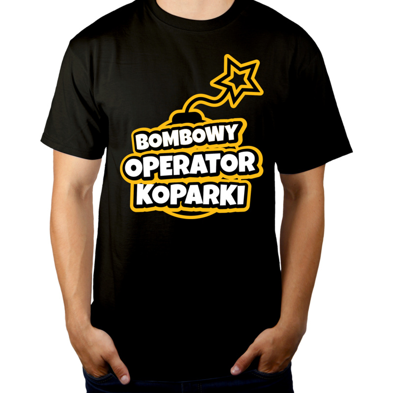 Bombowy Operator Koparki - Męska Koszulka Czarna
