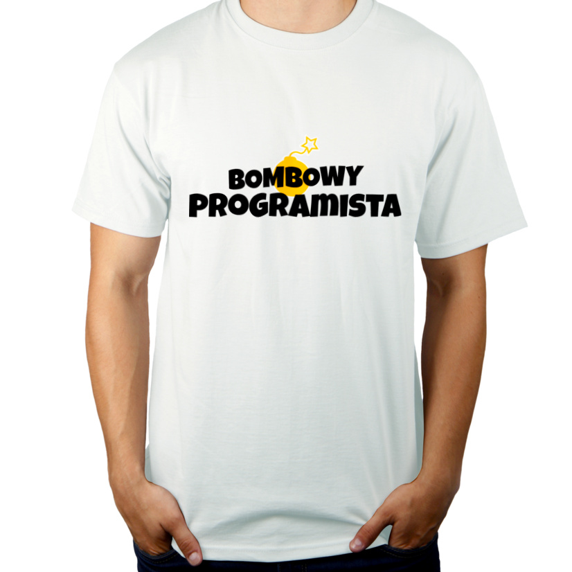 Bombowy Programista - Męska Koszulka Biała