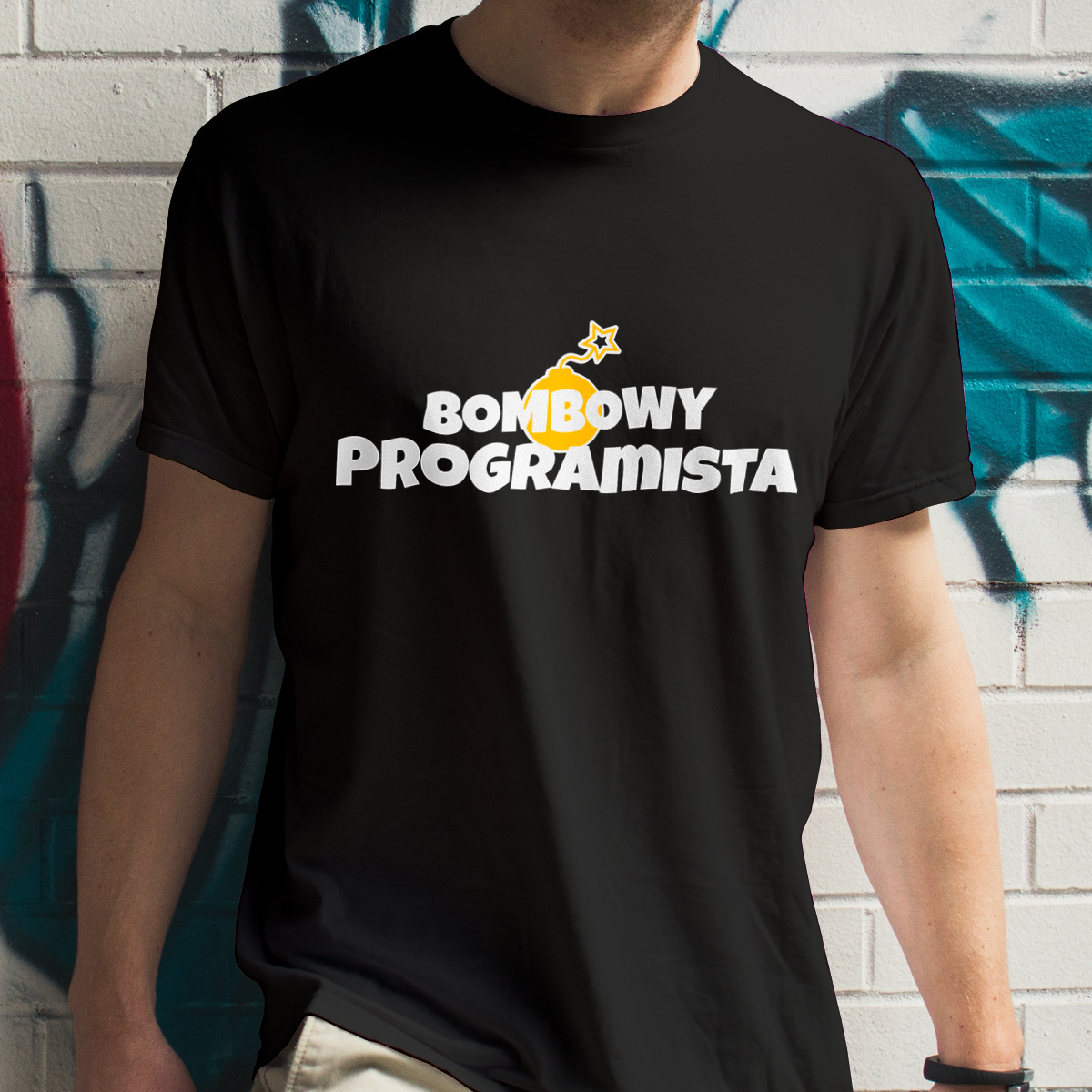 Bombowy Programista - Męska Koszulka Czarna