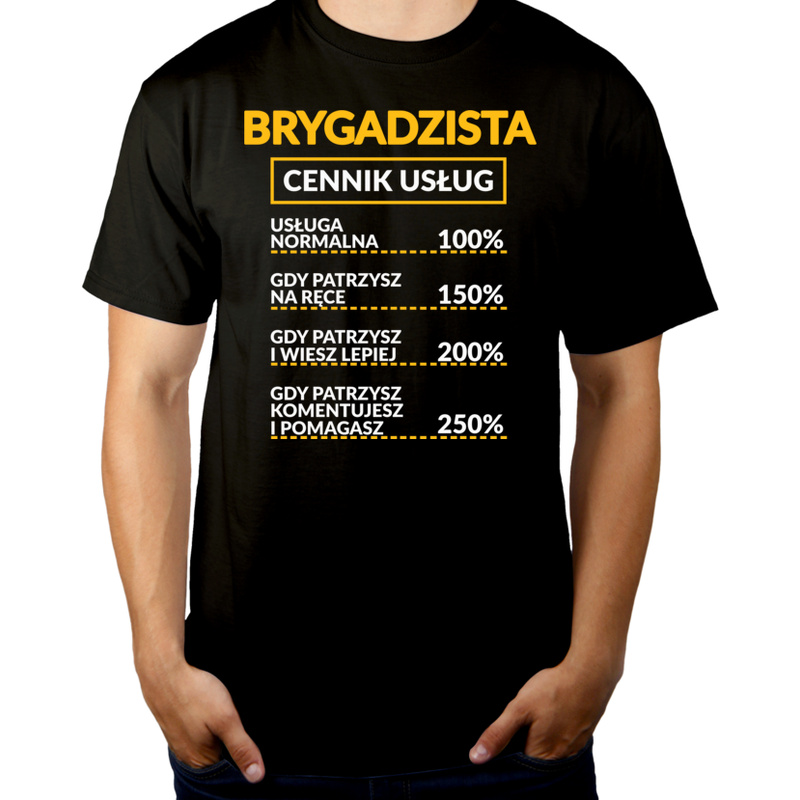 Brygadzista - Cennik Usług - Męska Koszulka Czarna
