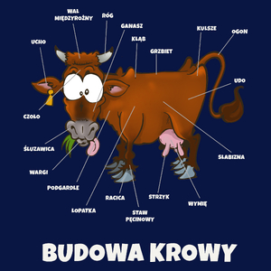 Budowa Krowy Brązowa - Męska Koszulka Ciemnogranatowa